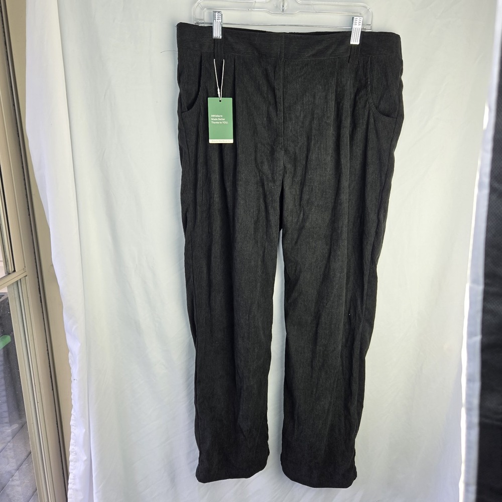 NWT HALARA Corduroy High Waist Trouser Pants Black XL Office Work Academia